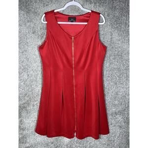 New‎ York Clothing Co Dress Womens Size 14W Red Sleeveless Pleated Front Zip